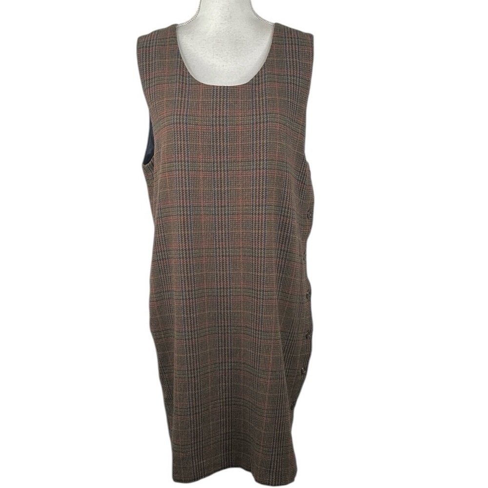 Prophecy by Sag Harbor Wool Academia Plaid Side Buttons Sheath Dress Size 10